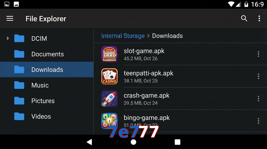 Main screen of 7E777 gameapk page for PK players
